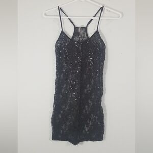 Charlotte Russe Black Sequinned See Through Tank. Size Small.